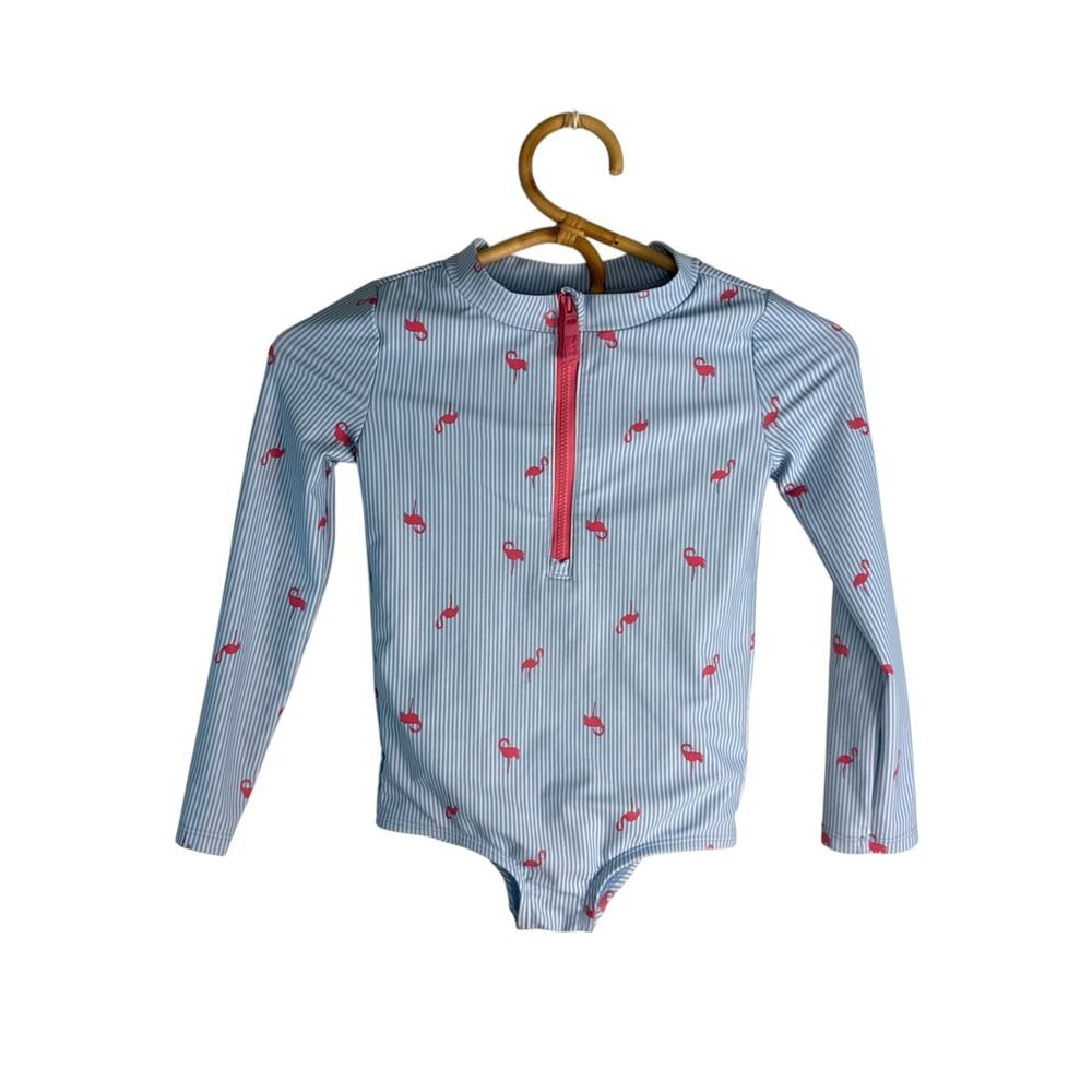 Carter's Long Sleeve Flamingo Print Rash Guard One-Piece Swimsuit 5T